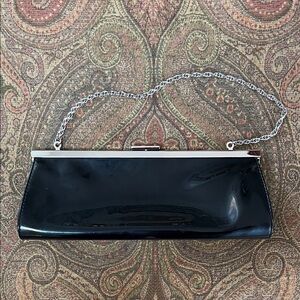 Loft Black Patent Clutch Bag